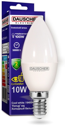 DAUSCHER 10W Е14, светодиодная, холодный белый