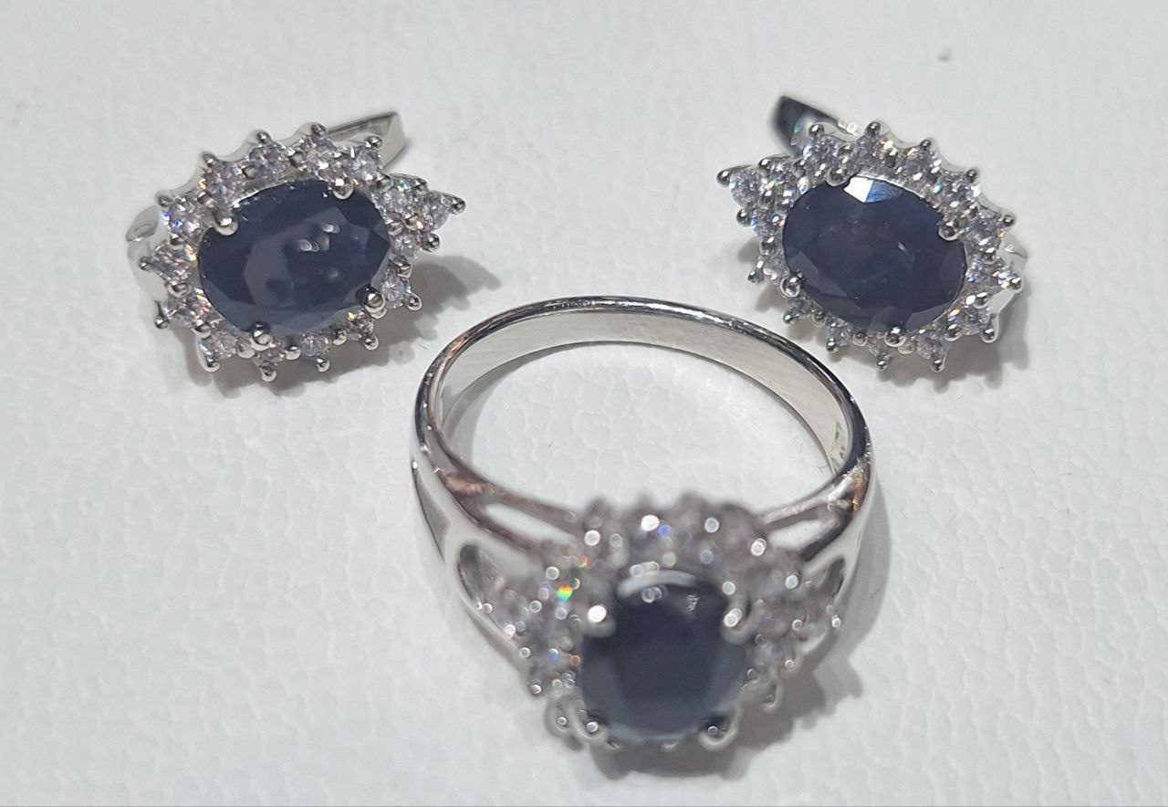 HandMade TDS925-63134s вес 9.7 г серебро, фианит, сапфир