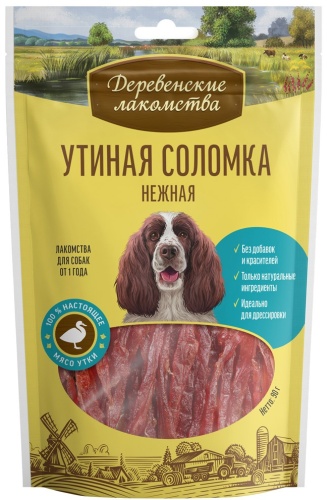Деревенские лакомства косточка Утиная соломка 90 г 1 шт