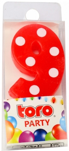 Свеча Toro цифра 9, 1 шт 6.5 см