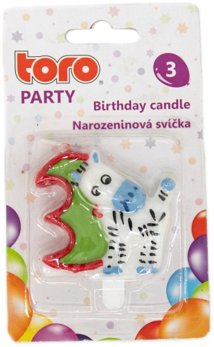 Свеча Toro цифра 3, 1 шт