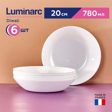 Набор тарелок Luminarc 20 см, 6 шт, стеклокерамика