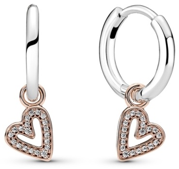 Серьги-гвоздики PANDORA «Эскизы сердец» 280090C01 вес 2.91 г серебро, цирконий