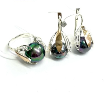 Sulu Silver ХА7200/99824/1023 вес 22.45 г серебро, фианит, имитация жемчуга