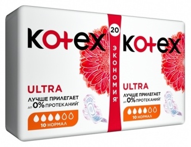 Kotex прокладки Ultrа Normal Duo 20 шт