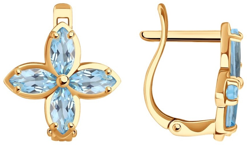 Серьги Diamant 51-320-02062-1 вес 2.39 г золото, топаз