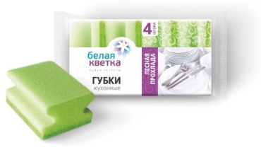 Губка для посуды Белая кветка Лесная прохлада 4 шт, поролон