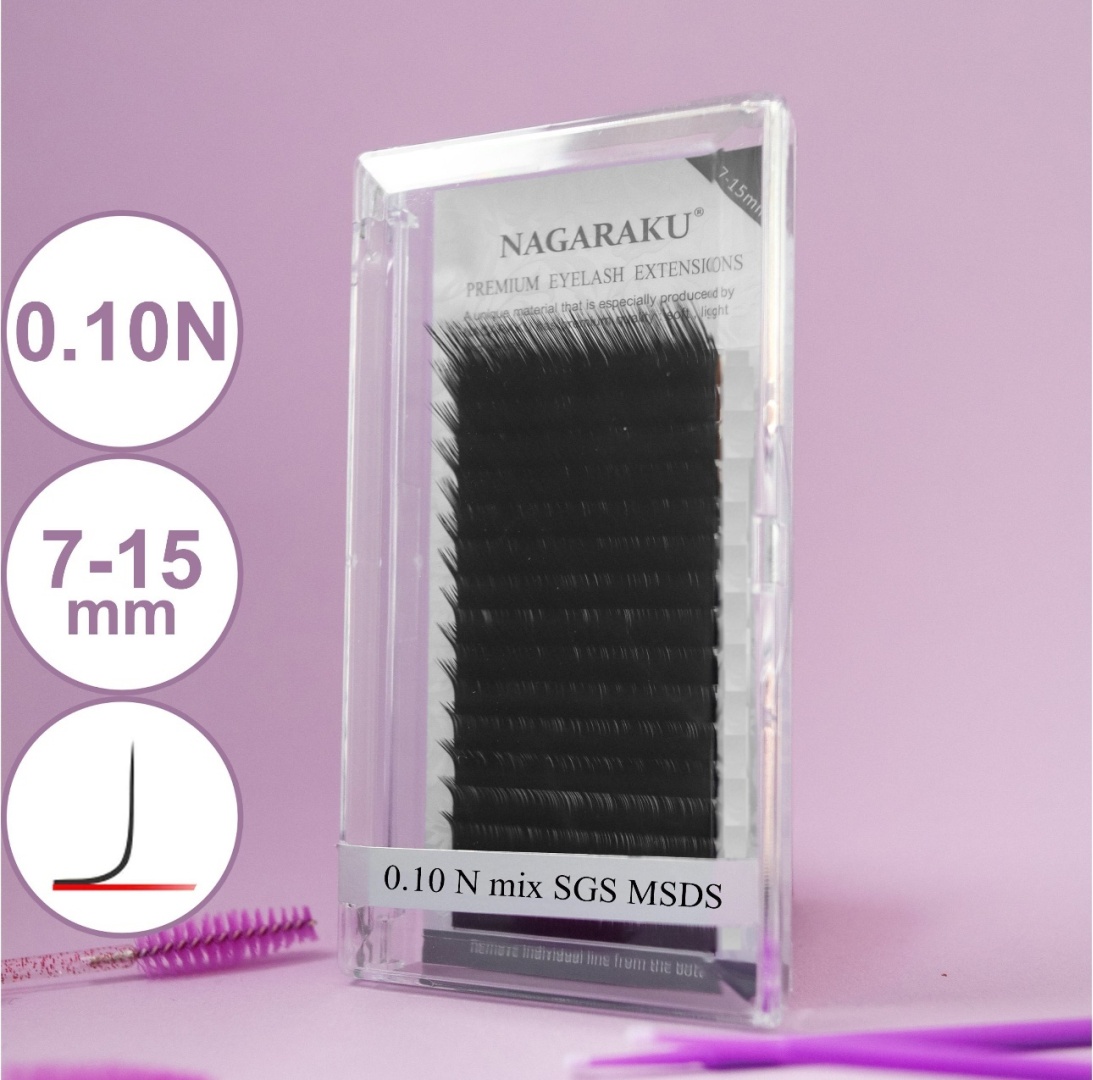 NAGARAKU единичные N 0.10 мм черный mix 7-15 мм