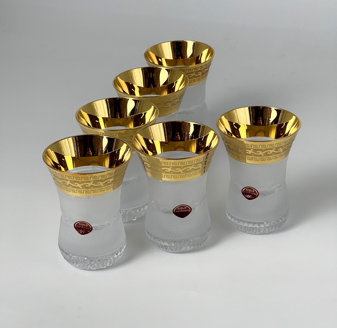 Набор стаканов Gold Crystal 100 мл, хрусталь, 6 шт