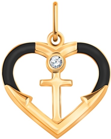 Подвеска Атолл 5794К вес 2.02 г золото, фианит, каучук