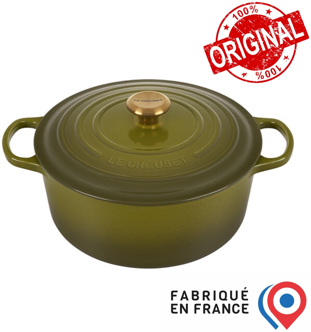 Кастрюля 5.3 л, LE CREUSET France Round Casserole Olive Limited чугун