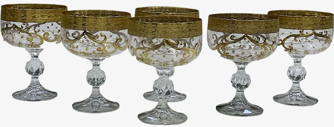 Bohemia Crystal креманка 40149/200 Antic Gold круглая 6 шт, стекло