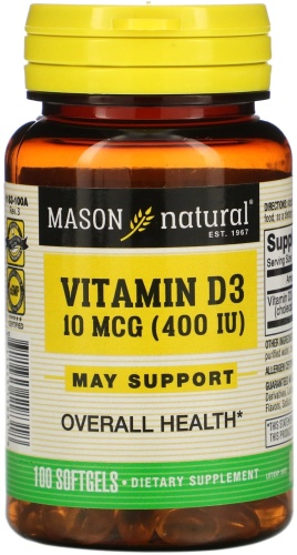 Mason Natural D3 10 мкг 400 МЕ таблетки 100 шт