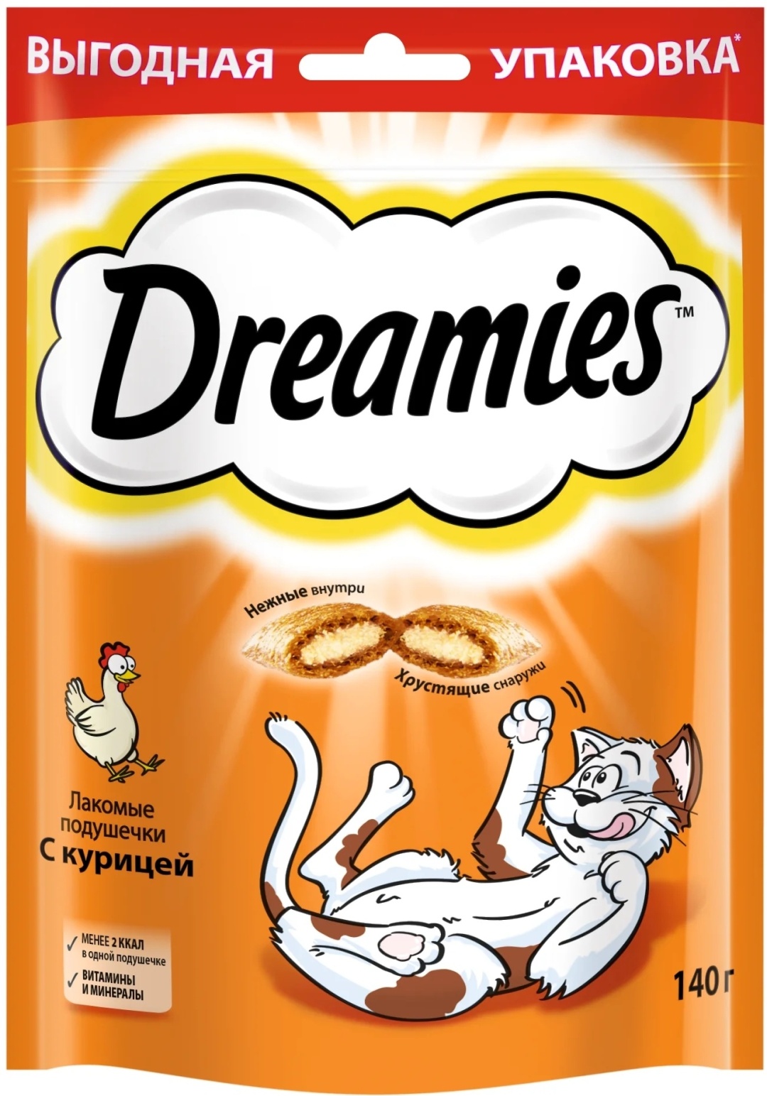 Купить Лакомство лакомство Dreamies для кошек подушечки с курицей 140 ...