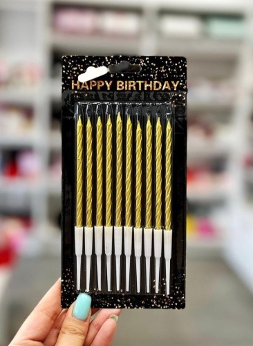 Свеча Happy birthday цилиндр, 10 шт 10 см