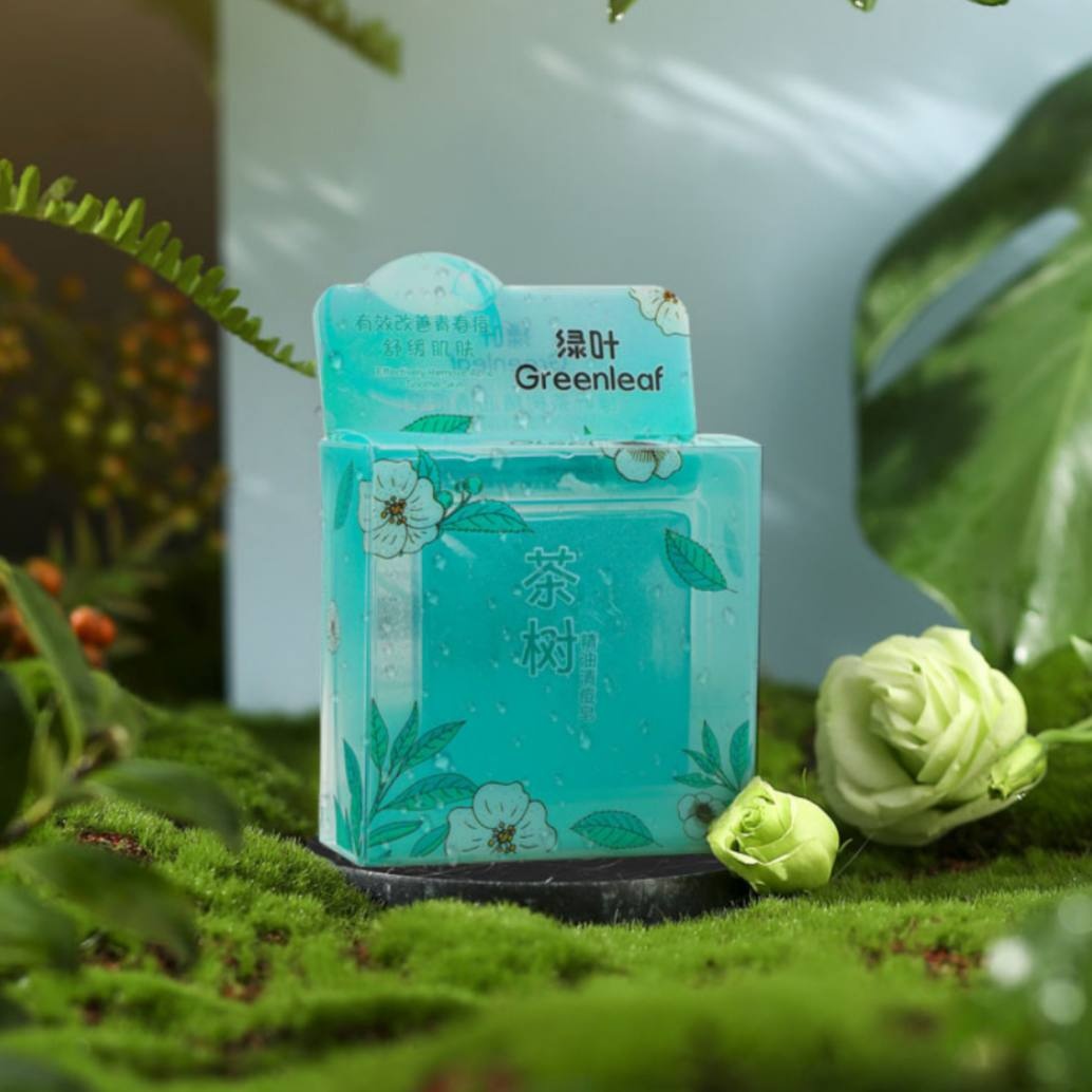 Кусковое мыло туалетное Greenleaf С эфирным маслом чайного дерева и зелеными листьями 100 г