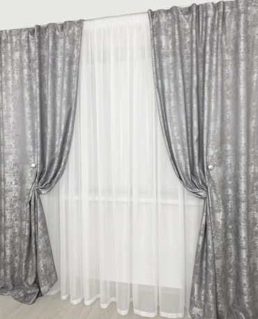 Комплект Home Textile 400x278 см 2 шт, канвас, серый