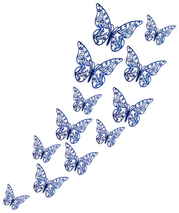 Бабочки синие G008, 12 шт
