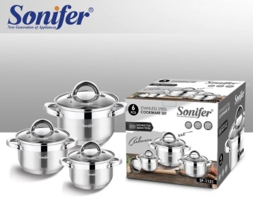 Кастрюля 2.9 л, Sonifer SF-1131 нержавеющая сталь