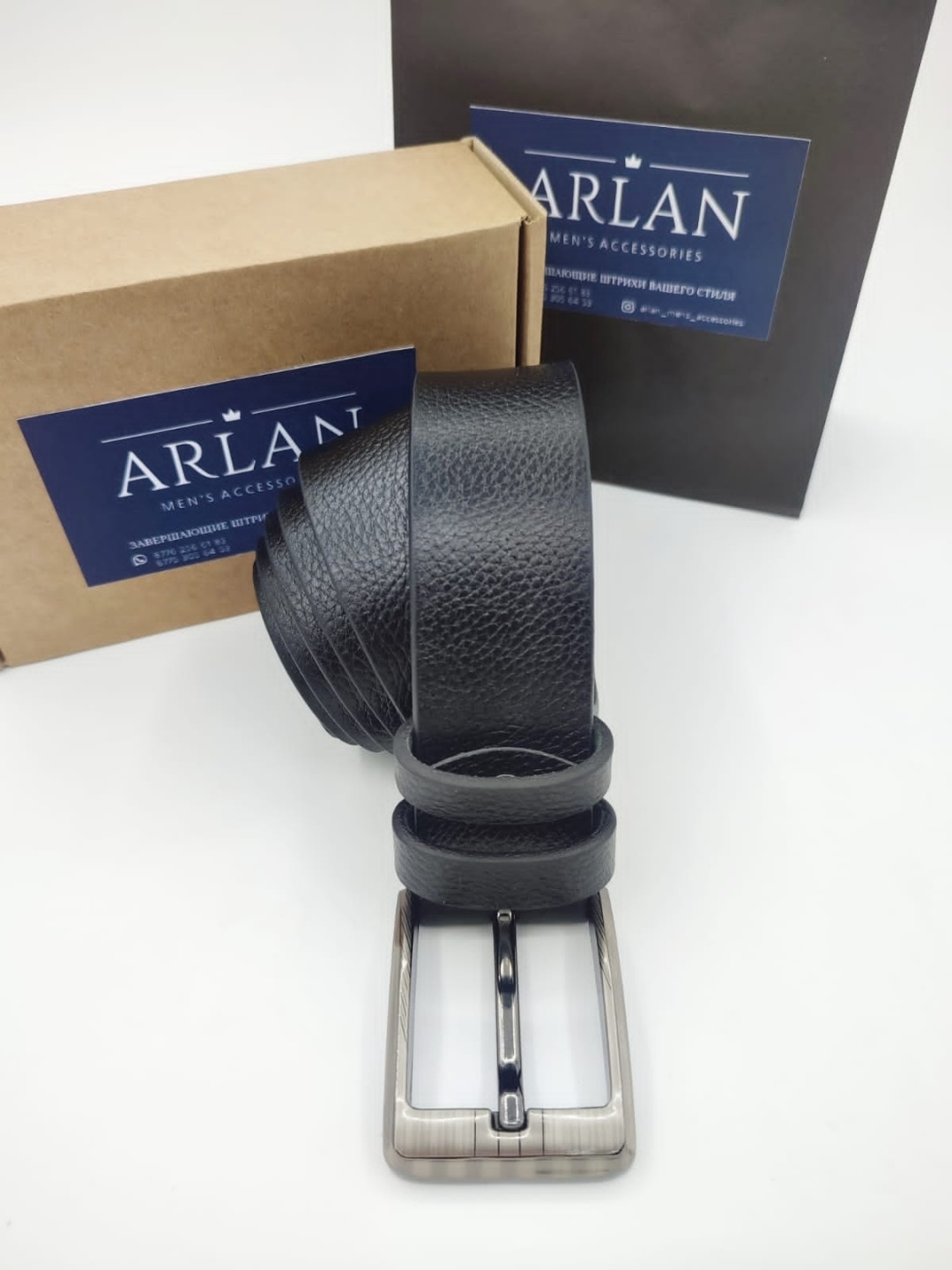 Ремень ARLAN натуральная кожа 125 см черный