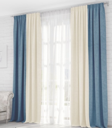 Портьеры Home Textile 400x275 см 2 шт, сетка, велюр, голубой, белый