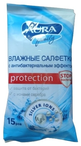 АУРА САЛФЕТКИ ВЛАЖНЫЕ АНТИБАКТЕРИАЛЬНЫЕ N15