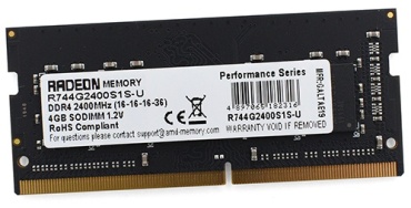 Модуль памяти для ноутбука, AMD Radeon R7 Performance, R744G2400S1S-U, DDR4, 4 GB