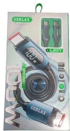 Кабель GERLAX USB TypeC (F), USB TypeC (M), 1 м, L20T черный