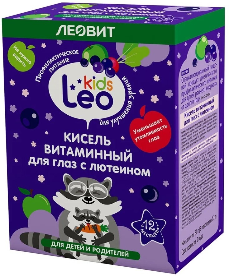 Купить Леовит Leo Kids Кисель витаминный для глаз с лютеином для детей ...