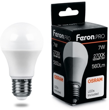 Feron 7W E27, светодиодная, теплый белый