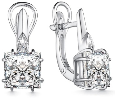 Серьги АЛЬКОР 02-3811/бргх-00 вес 4.82 г серебро, бриллиант, горный хрусталь