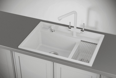 Кухонная мойка GRANULA KS -7302 73х51х24.5 см, кварцевый песок, тон белый
