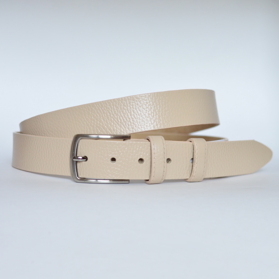Ремень Belt Premium натуральная кожа 135 см бежевый