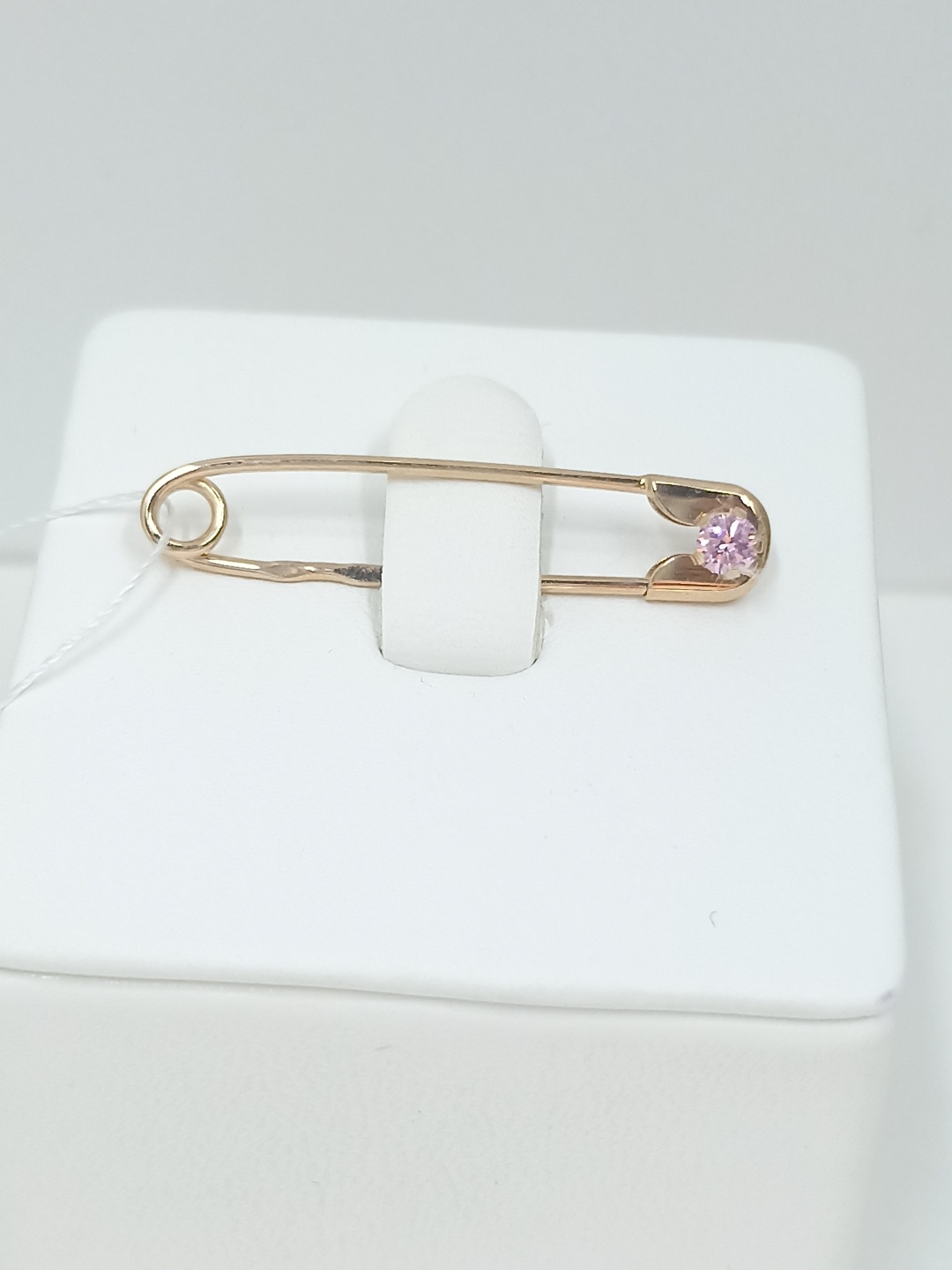 Булавка Жемчужина Au178175 вес 0.8 г золото, фианит Swarovski