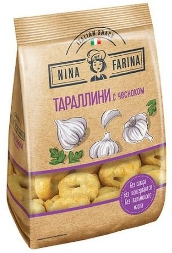 Nina Farina сушки Тараллини с чесноком 180 г