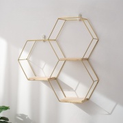 Полка Соты, 40.5х9.5x40.5 см, золотистый