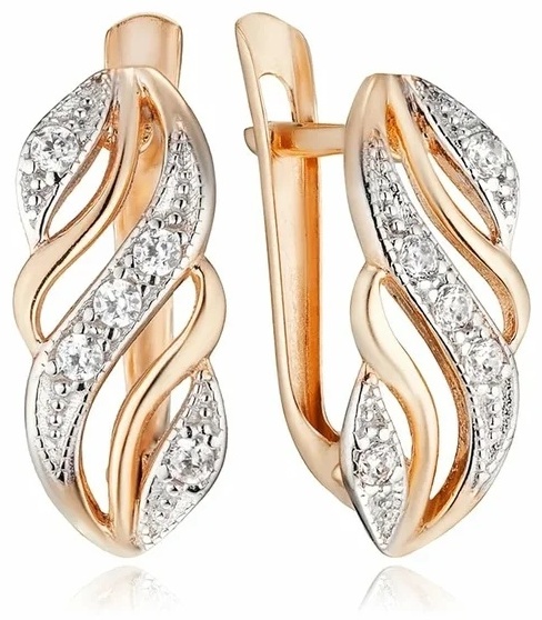 Серьги Lucente 1124804 вес 1.8 г золото, фианит