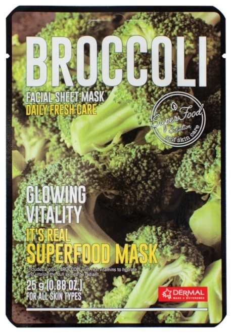 Маска для лица Dermal тканевая It's Real Superfood Broccoli Facial Mask 1 шт