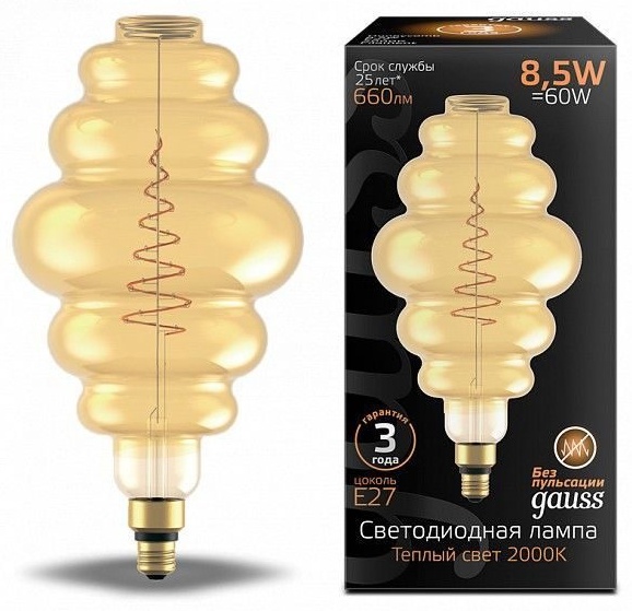 Gauss 8.5W E27, светодиодная, желтый
