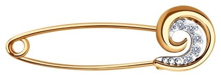 Брошь Diamant 51-140-01613-1 вес 0.84 г золото, фианит