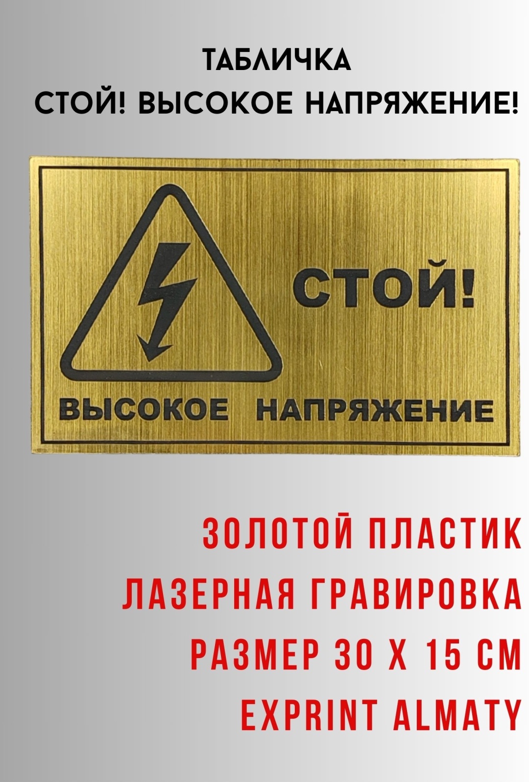 Купить Табличка Exprint Almaty Стой! Высокое напряжение 30x15 см в ...