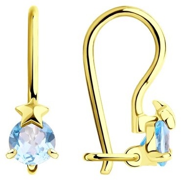 Серьги Diamant 53-320-00965-2 вес 1.06 г золото, топаз