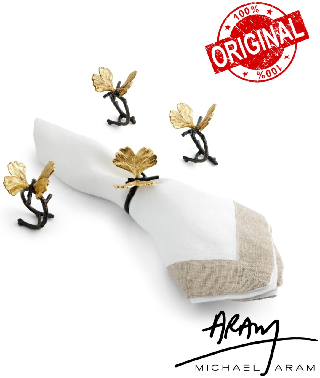 MICHAEL ARAM кольцо для салфеток Butterfly Ginkgo, сталь, латунь