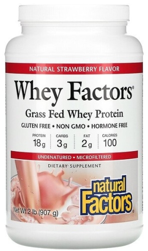 Natural Factors Whey Factors Клубника 907 г