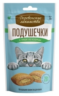 Деревенские лакомства подушечки с пюре из курицы 30 г