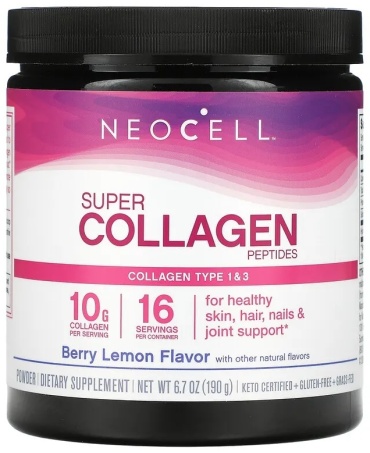 Super Collagen Peptides Type 1 & 3 Ягоды и лимон порошок 190 мл