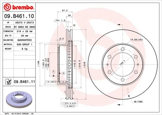 BREMBO Тормозной Диск 09B46111
