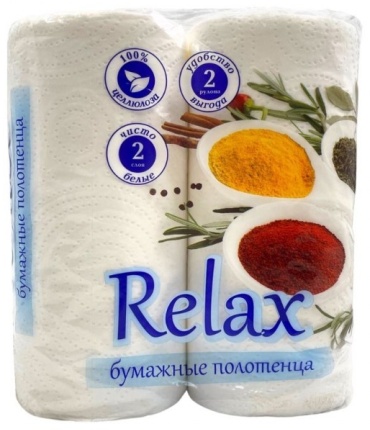 Бумажные полотенца Бумажное полотенце Relax 2 слоя 2 рулона 2 шт