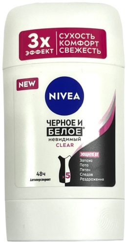 NIVEA Черное и Белое невидимый Clear антиперспирант для женщин 50 мл