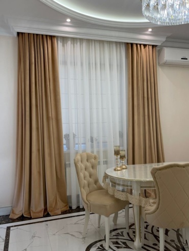Портьеры IL NUR House 600x270 см 2 шт, велюр, бежевый, карамельный